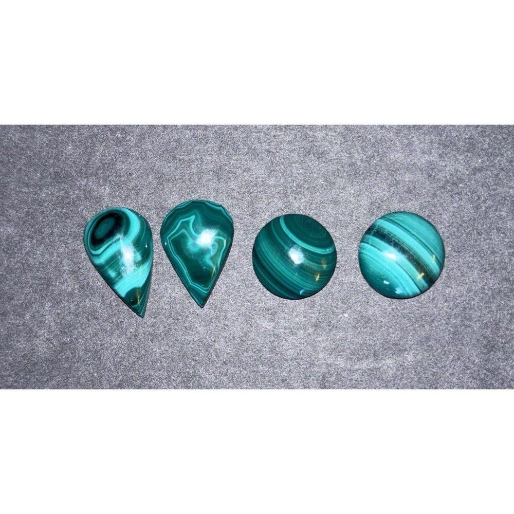 Vintage Cut And Polished Malachite Pieces From The Congo Jewelry Setting